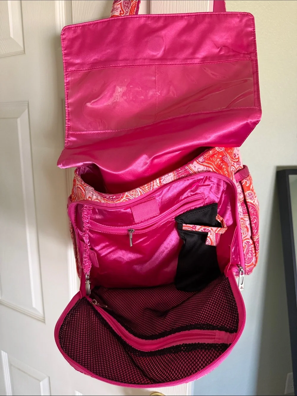 Ju-Ju-Be Pink and Orange Paisley Shoulder/Crossbody Diaper Bag